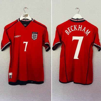 England away reversible football shirt W/C 2002 Beckham Small