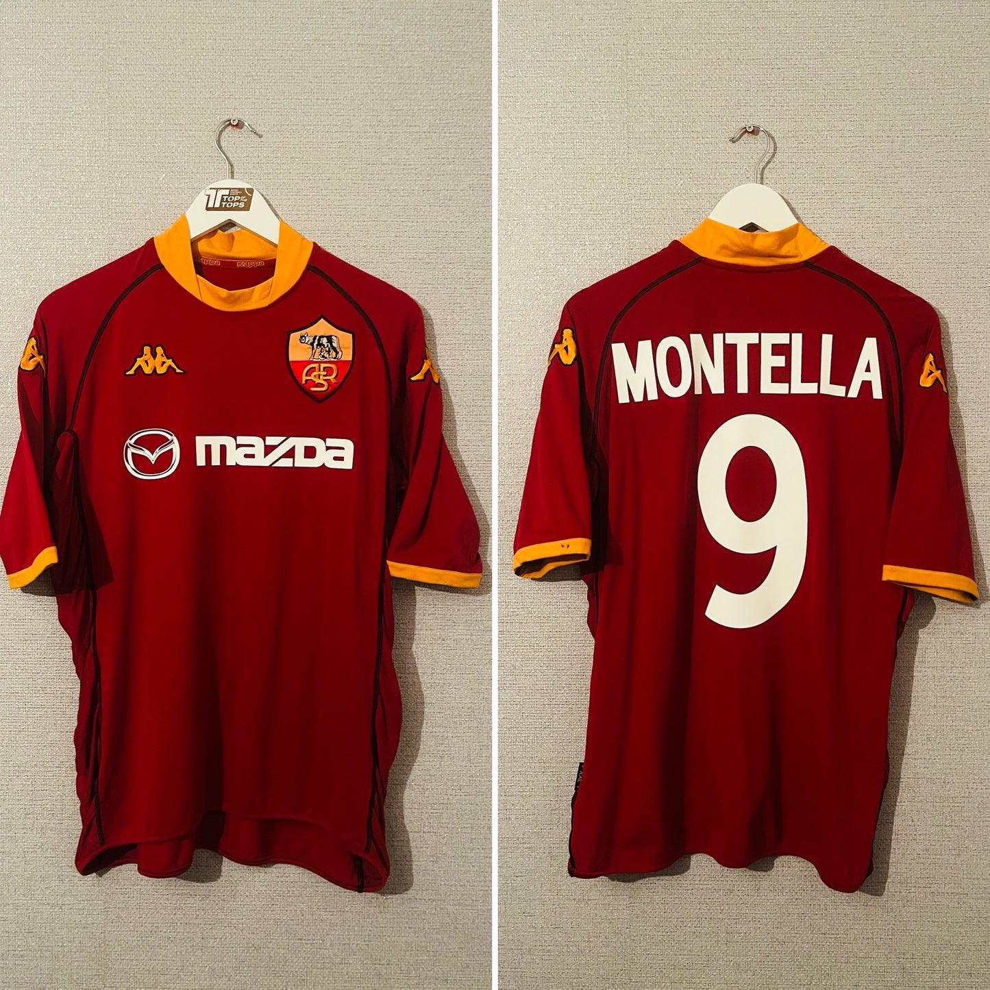 Roma home football shirt 2002/03 Montella Large