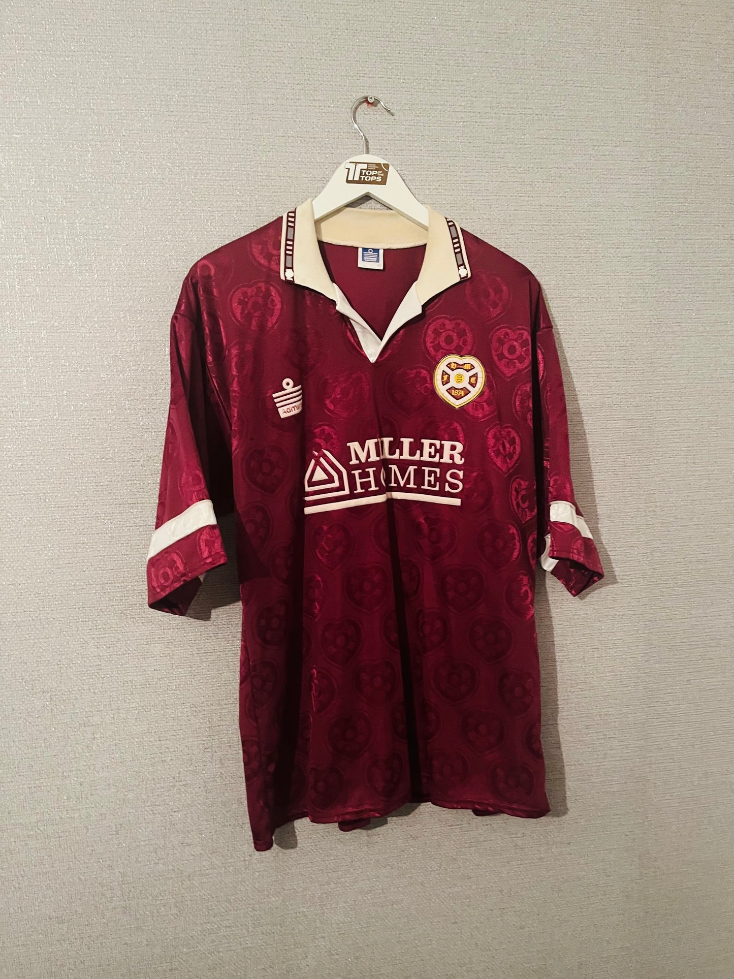 Heart of Midlothian Hearts home football shirt 1991/92 XL