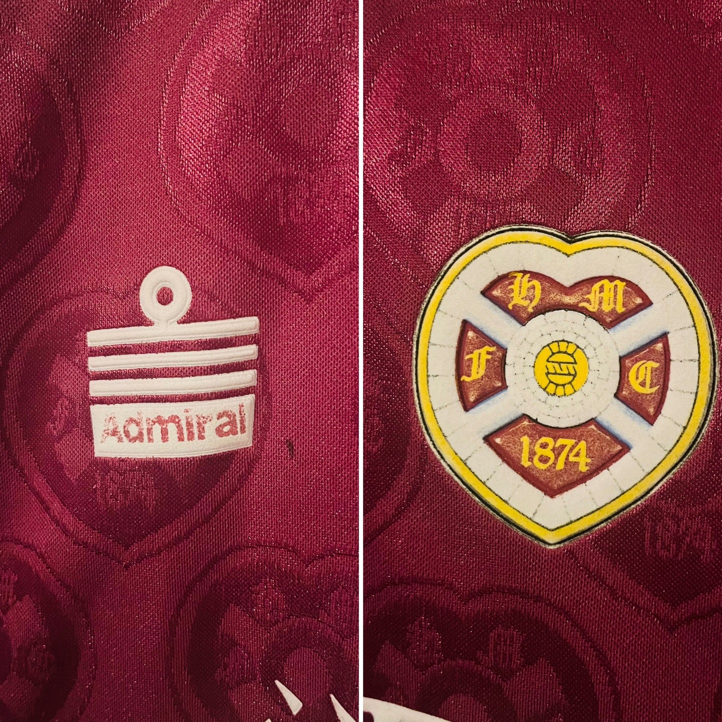 Heart of Midlothian Hearts home football shirt 1991/92 XL