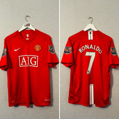 Manchester United home football shirt 2007/08 CR7 Large