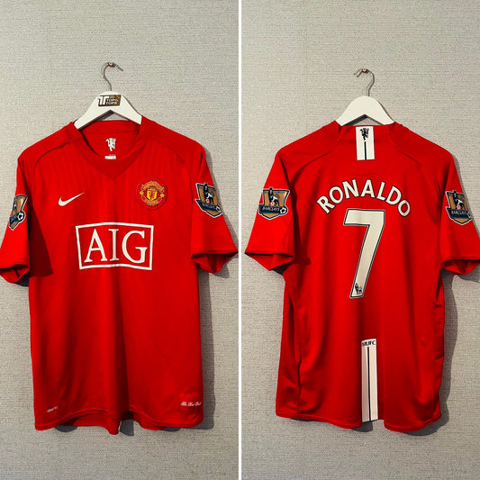Manchester United home football shirt 2007/08 CR7 Large