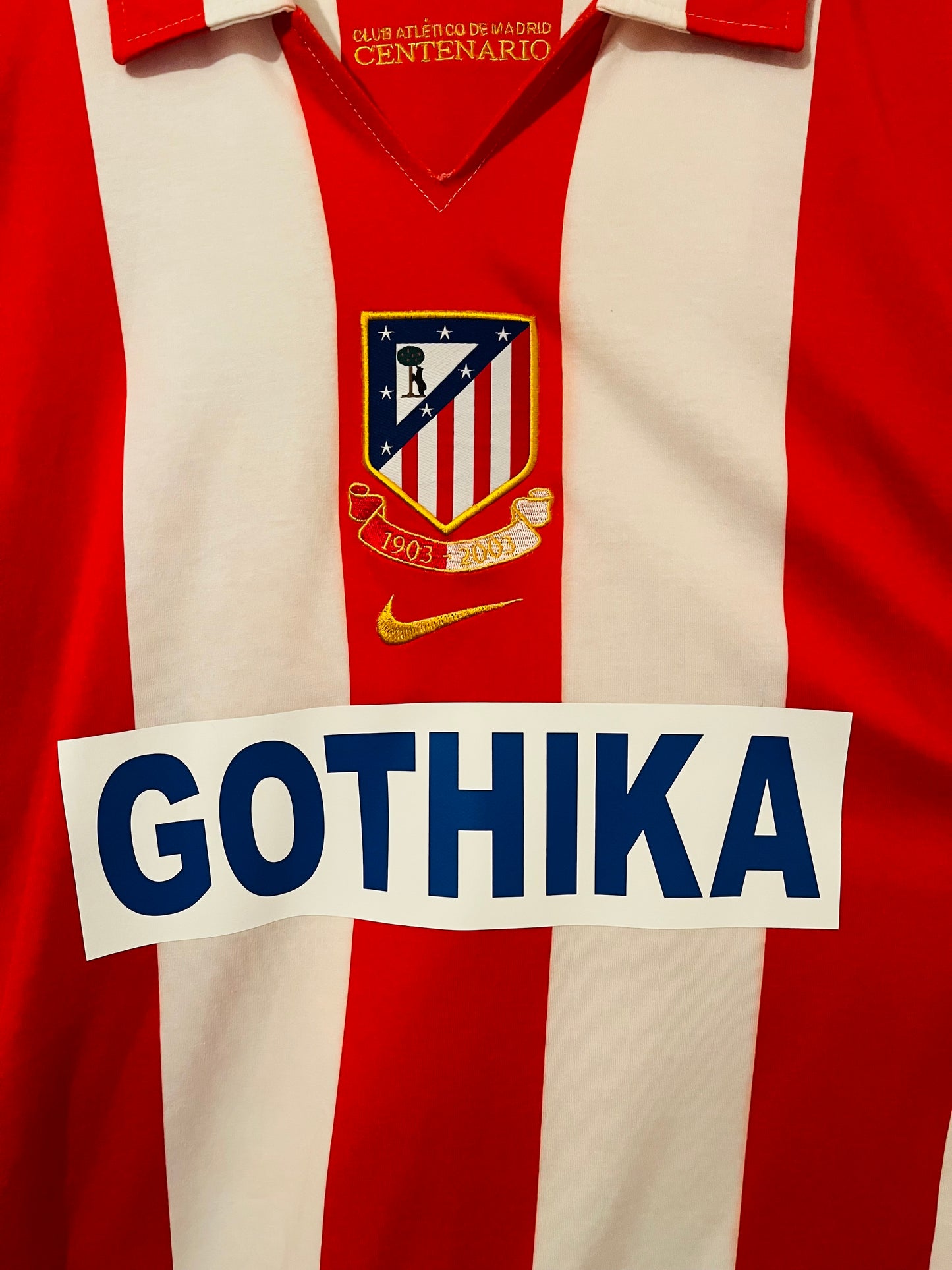 Atletico Madrid home centenary football shirt 2003/04 Torres Medium