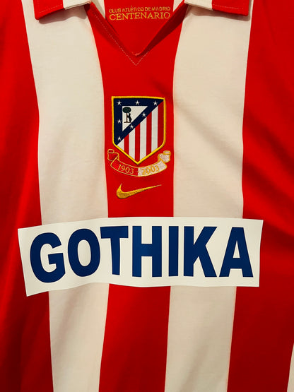 Atletico Madrid home centenary football shirt 2003/04 Torres Medium
