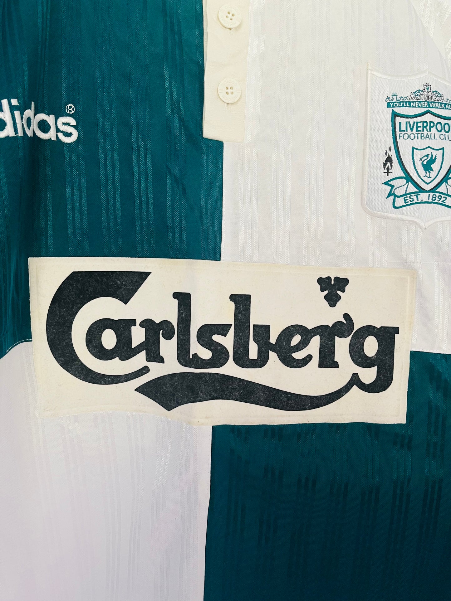 Liverpool away football shirt 1995/96 Fowler XL