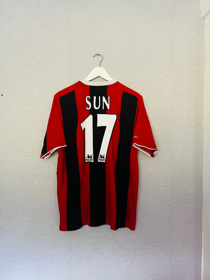 Manchester City away football shirt 2003/04 Sun Jihai Large