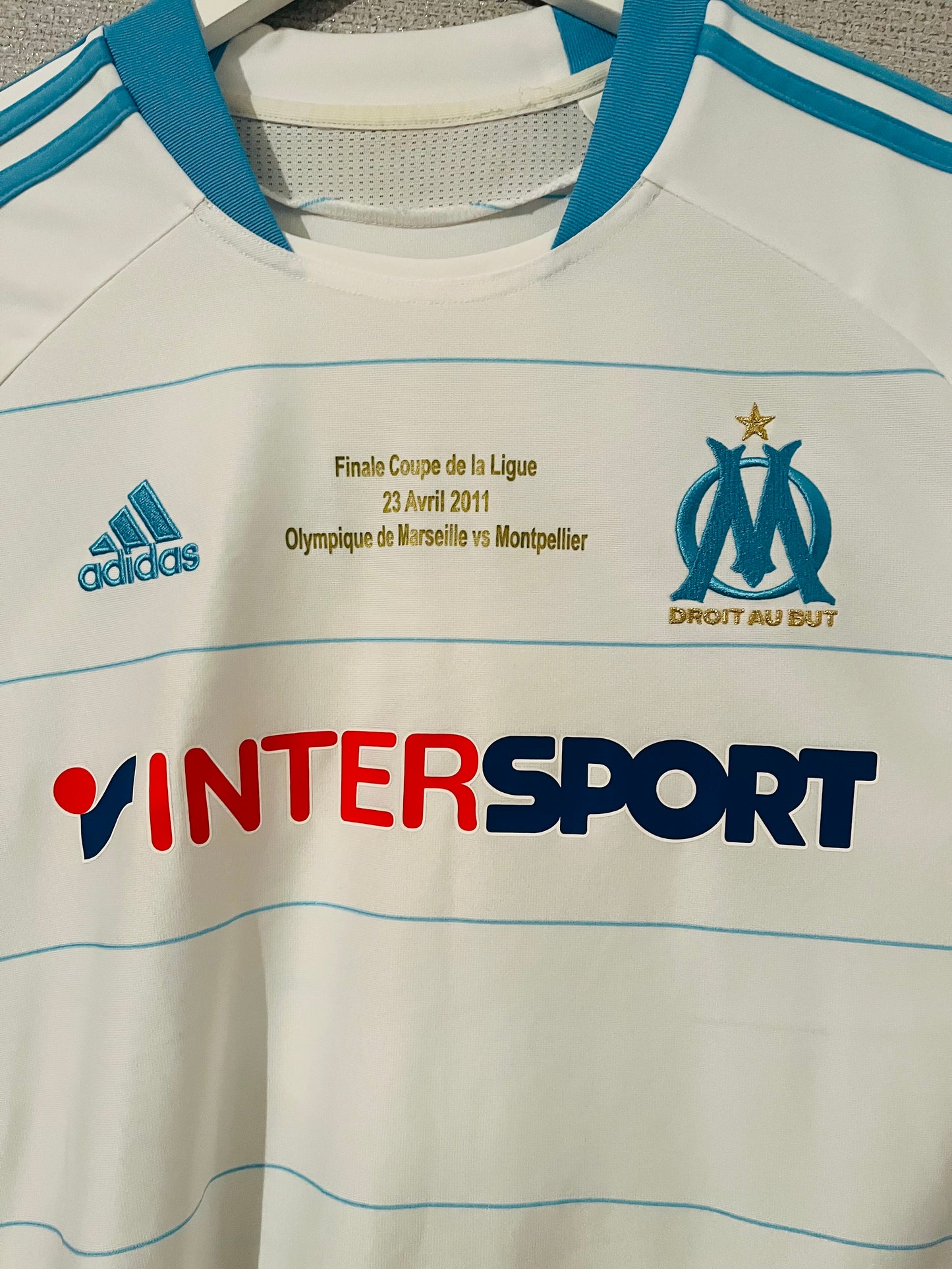 Olympique Marseille home cup final football shirt 2010/11 Taiwo Large