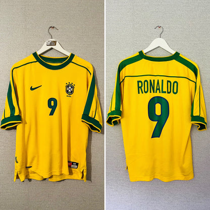 Brazil home football shirt W/C 1998 R9 Medium