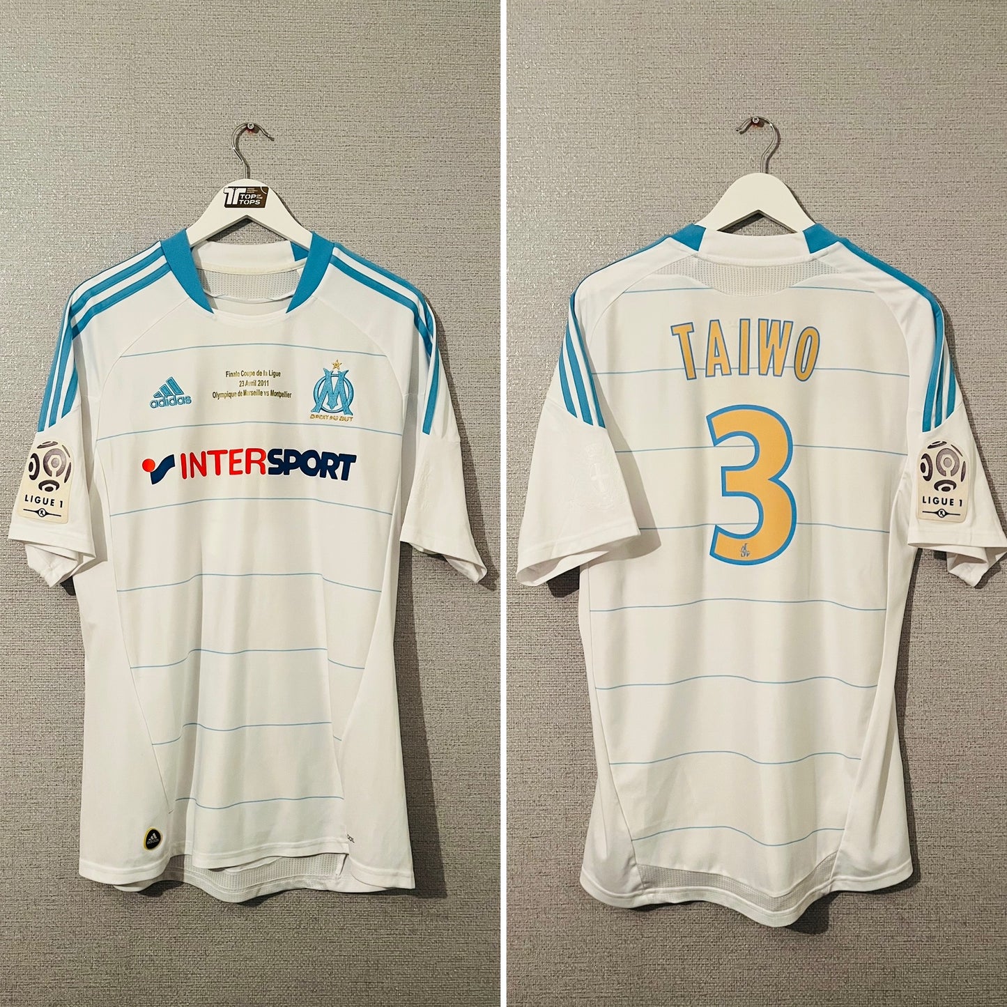 Olympique Marseille home cup final football shirt 2010/11 Taiwo Large