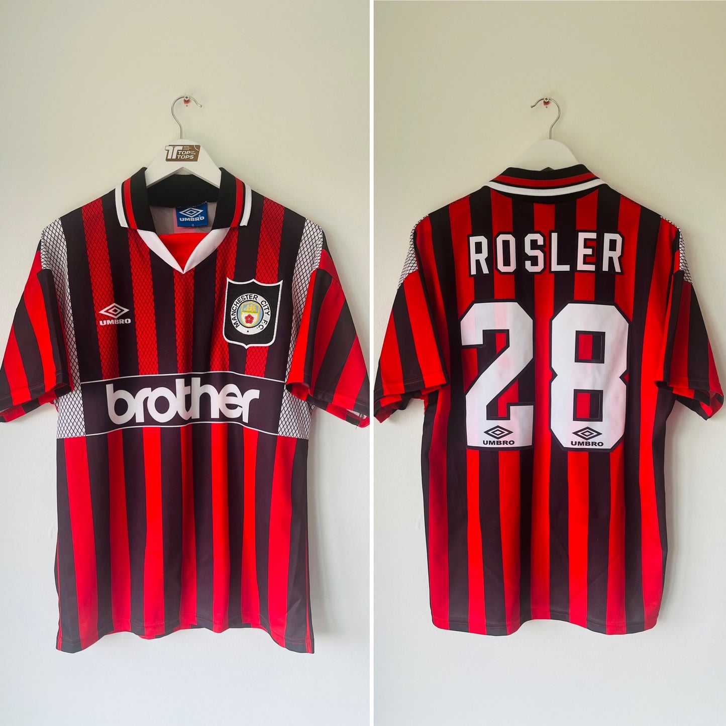 Manchester City away football shirt 1994/96 Rosler Medium