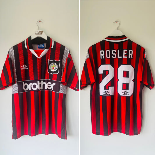 Manchester City away football shirt 1994/96 Rosler Medium