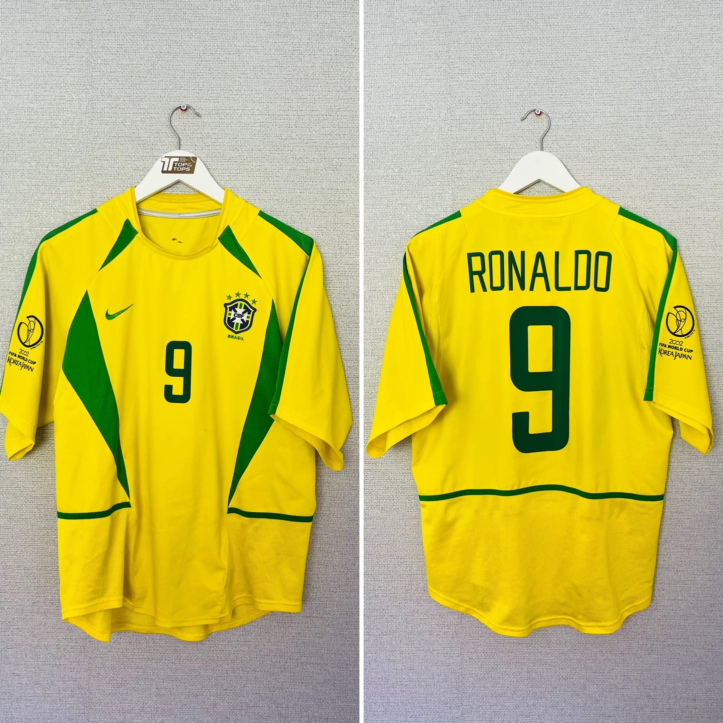 Brazil home football shirt W/C 2002 Ronaldo Medium