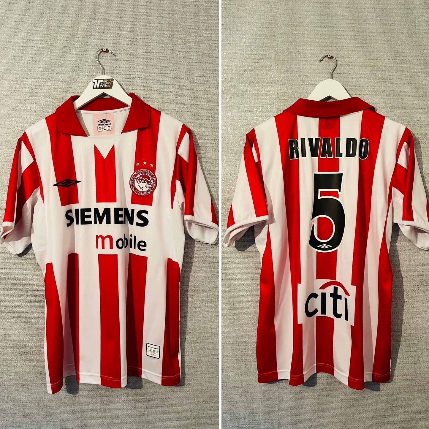 Olympiakos home football shirt 2004/05 Rivaldo Medium
