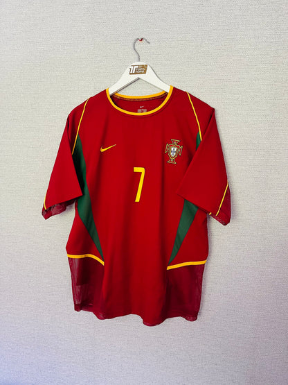Portugal home football shirt 2002/04 Figo Medium
