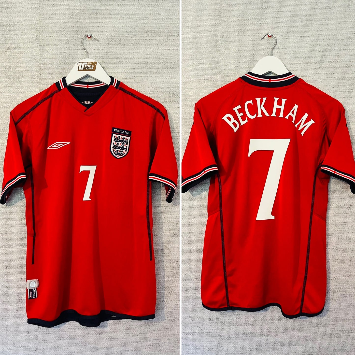 England away reversible football shirt W/C 2002 Beckham Small