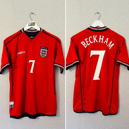 England away reversible football shirt W/C 2002 Beckham Small