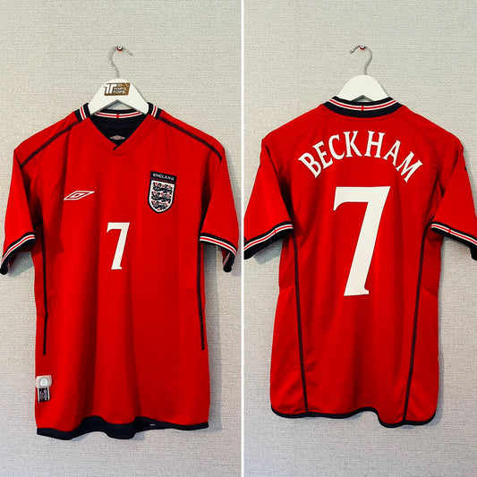 England away reversible football shirt W/C 2002 Beckham Small