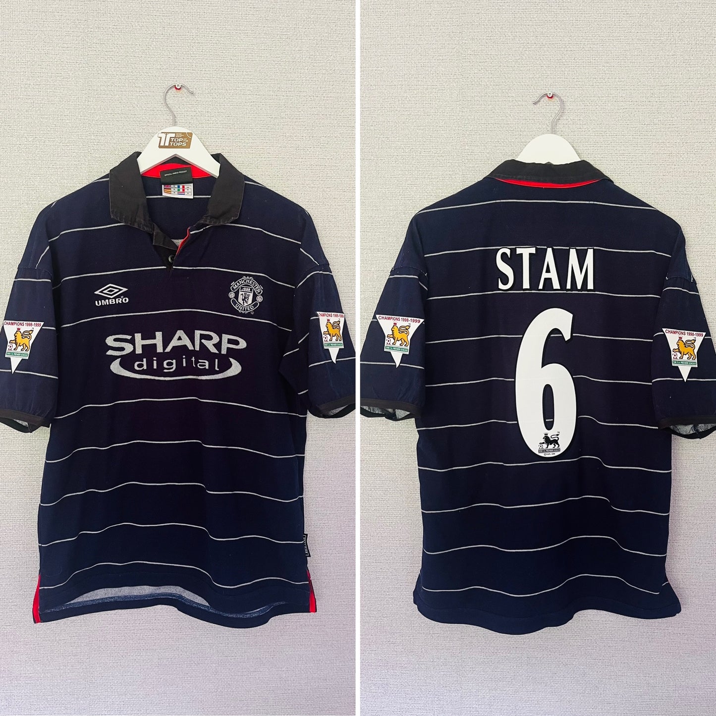 Manchester United away football shirt 1999/2000 Stam Medium