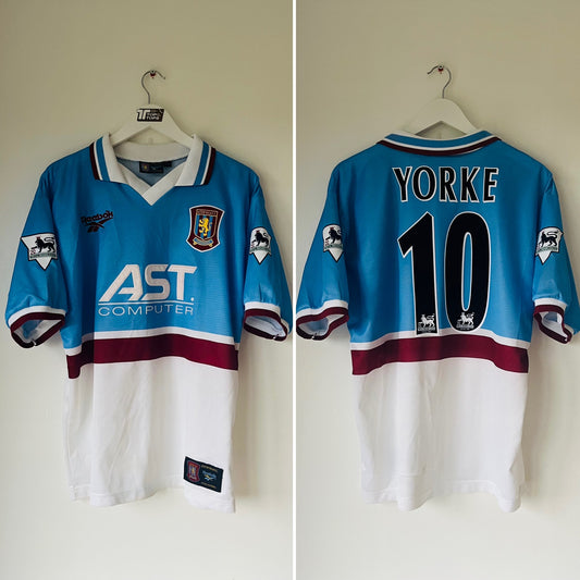 Aston Villa away football shirt 1997/98 Yorke Medium