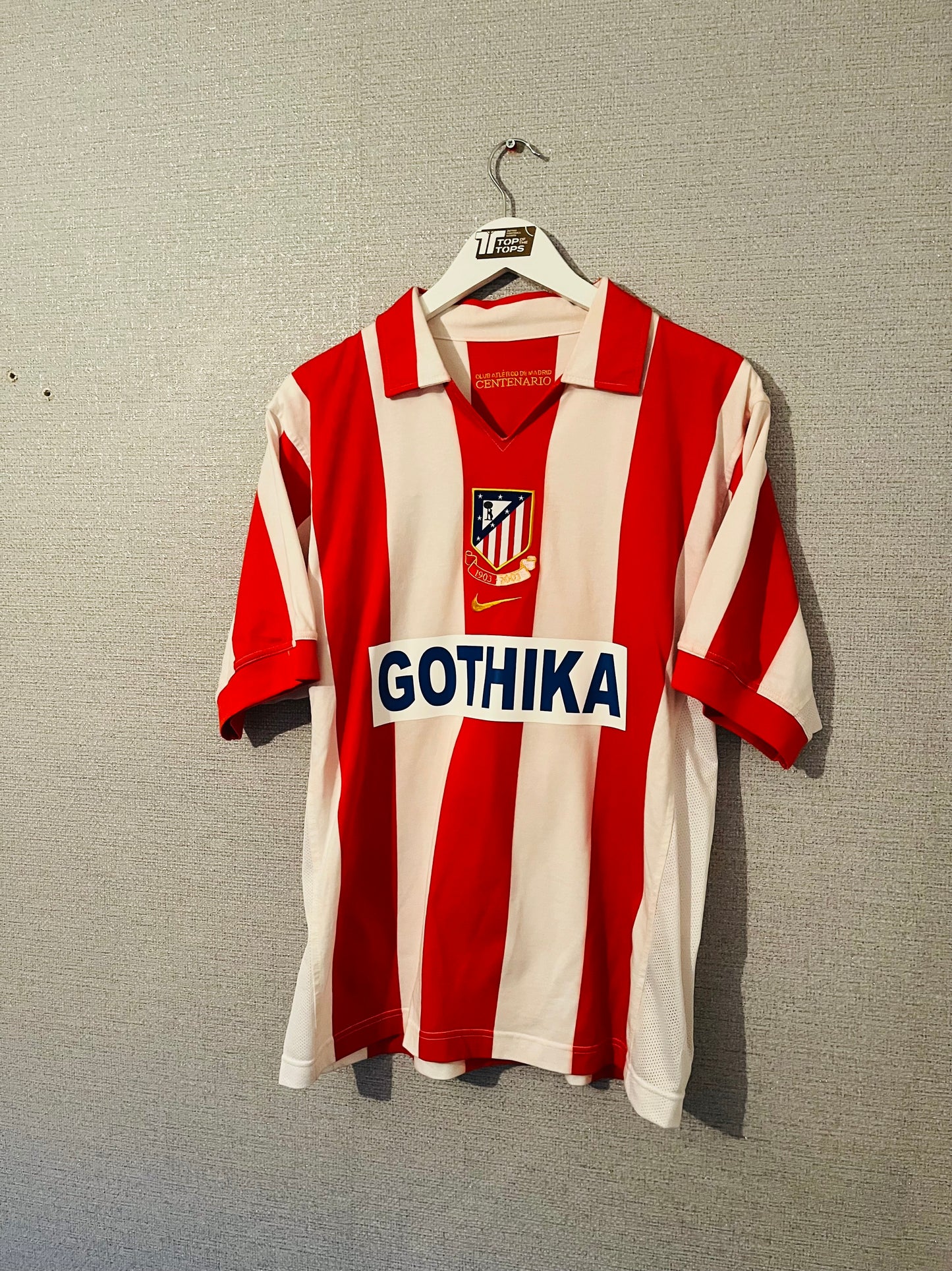 Atletico Madrid home centenary football shirt 2003/04 Torres Medium