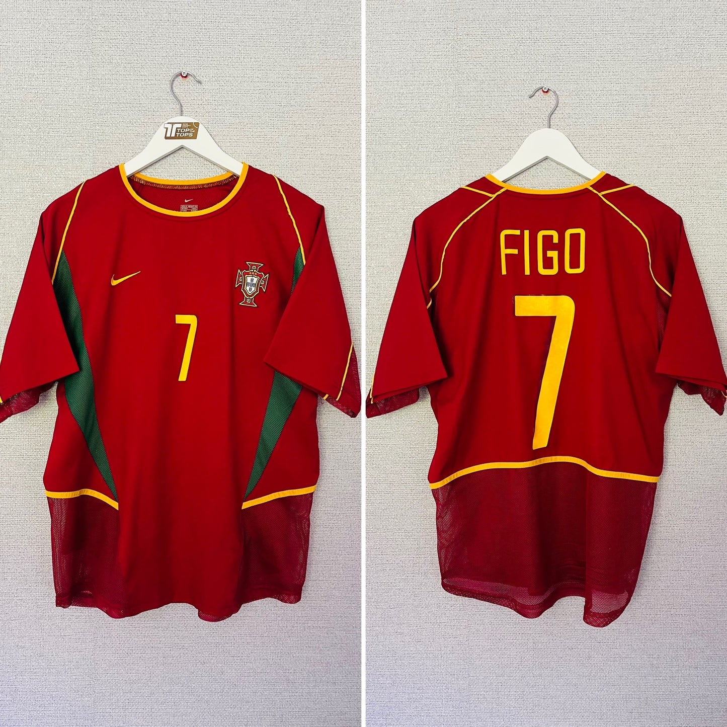 Portugal home football shirt 2002/04 Figo Medium