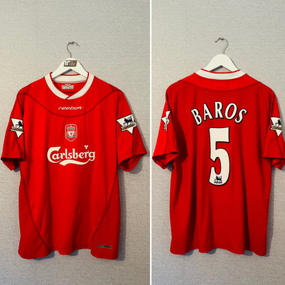 Liverpool home football shirt 2003/04 Baros Large