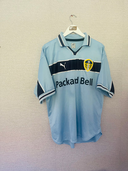 Leeds United away football shirt 1999/2000 Huckerby Large