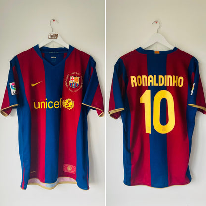Barcelona home football shirt 2007/08 Ronaldinho Large