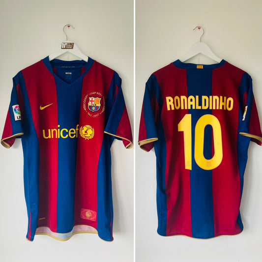 Barcelona home football shirt 2007/08 Ronaldinho Large