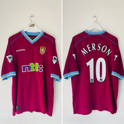Aston Villa home football shirt 2001/02 Merson XL