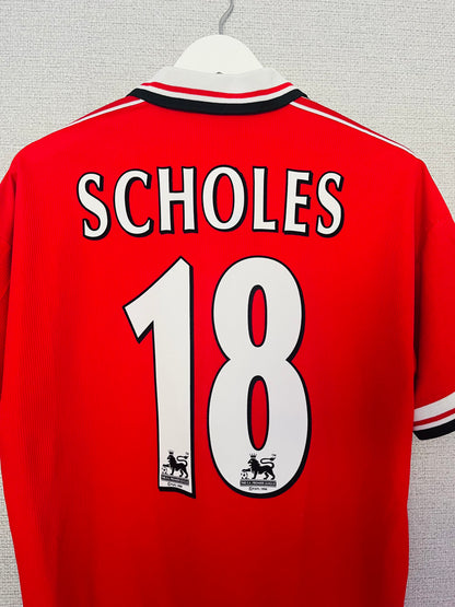Manchester United home football shirt 1999/2000 Scholes Large