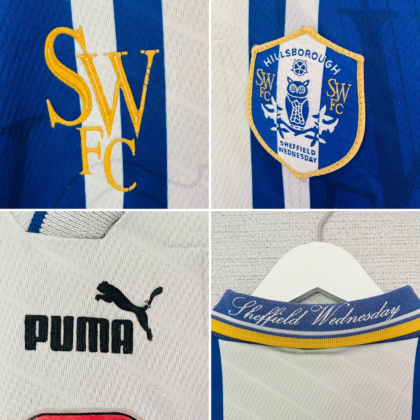 Sheffield Wednesday home football shirt 1995/97 Waddle Medium