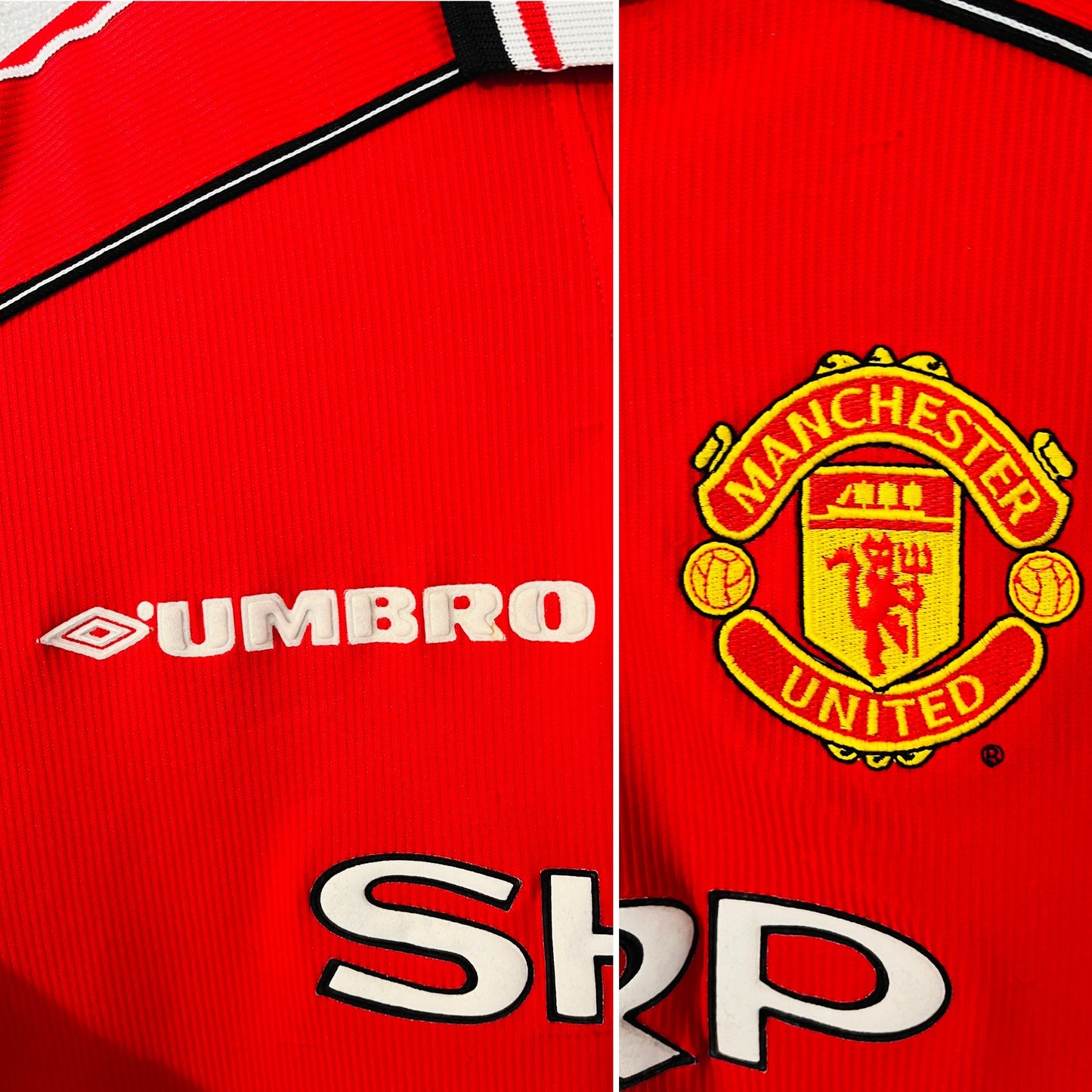 Manchester United home football shirt 1999/2000 Beckham XL