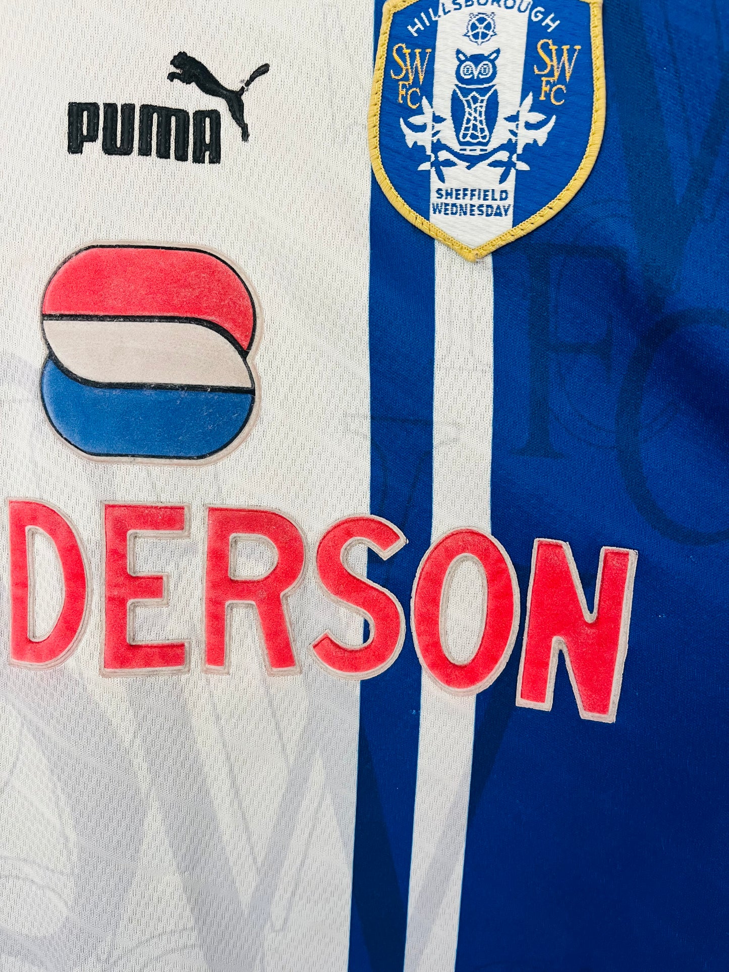 Sheffield Wednesday home football shirt 1995/97 Waddle Medium