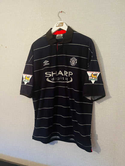 Manchester United away football shirt 1999/2000 Stam XL