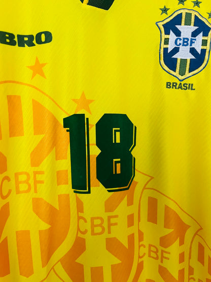 Brazil home football shirt 1996 (R9) Ronaldinho 18 Medium