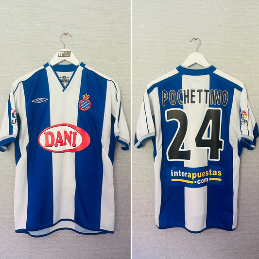Espanyol home football shirt 2003/04 Pochettino Medium
