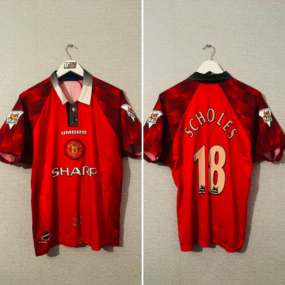 Manchester United home football shirt 1997/98 Scholes Medium