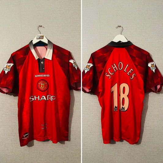 Manchester United home football shirt 1997/98 Scholes Medium