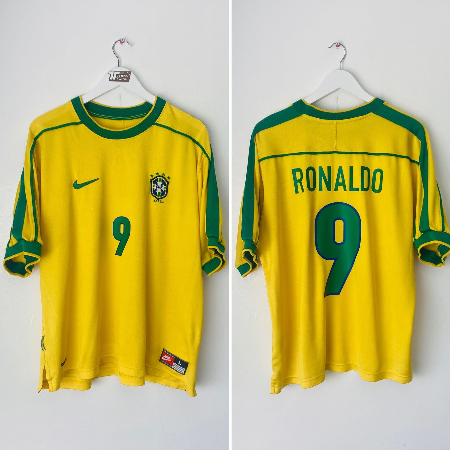 Brazil home football shirt         W/C 1998 Ronaldo Large