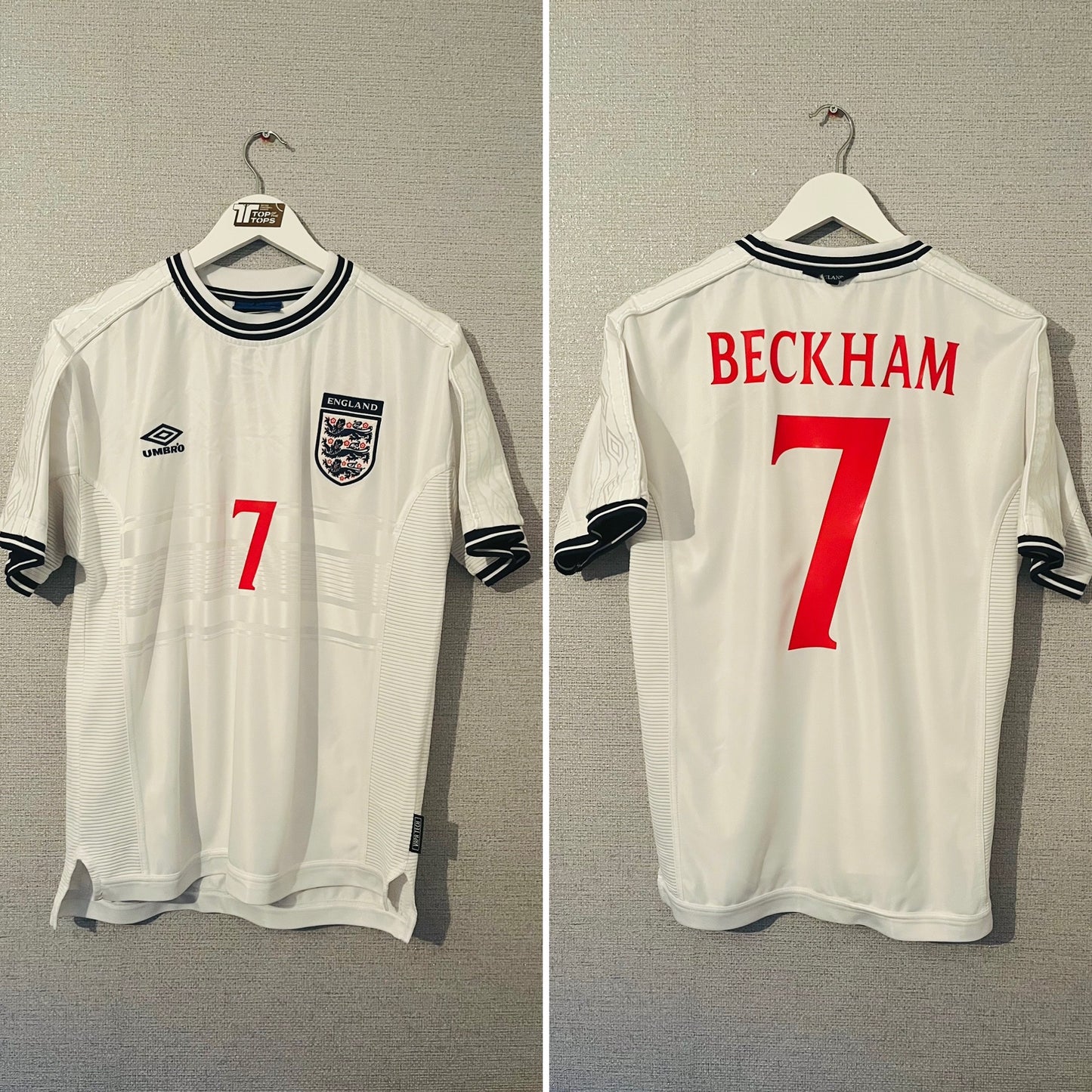 England home football shirt 1999/2000 Beckham Medium