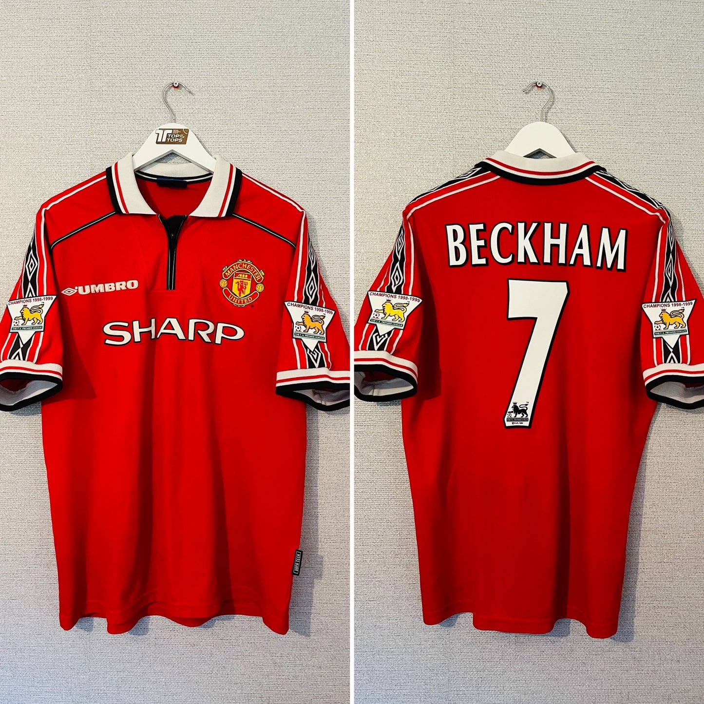 Manchester United home football shirt 1999/2000 Beckham XL