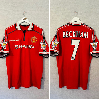 Manchester United home football shirt 1999/2000 Beckham XL