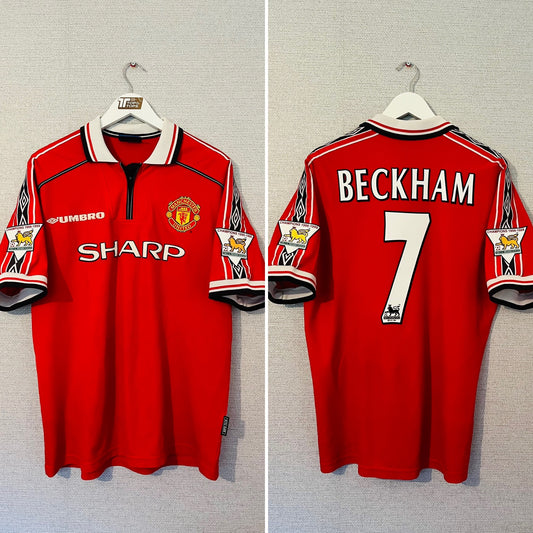 Manchester United home football shirt 1999/2000 Beckham XL