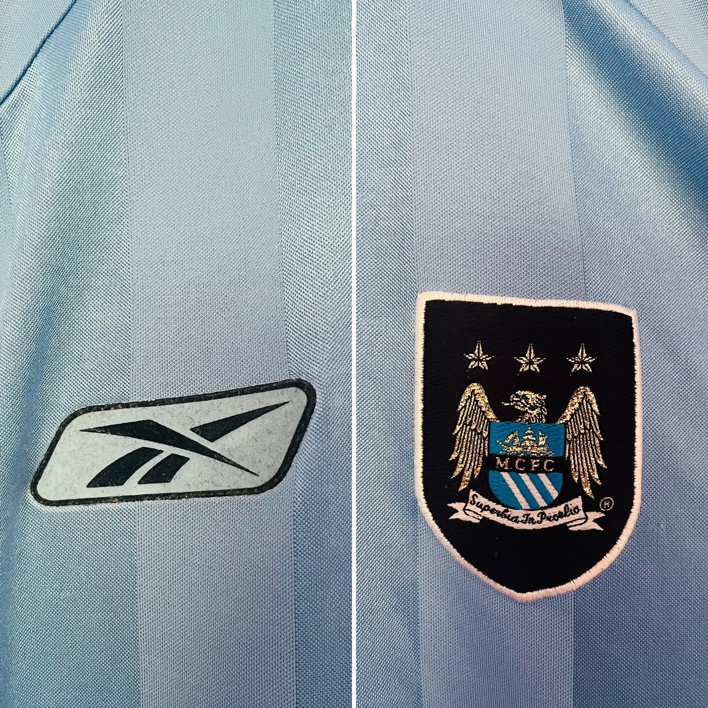 Manchester City home football shirt 2003/04 Wanchope XXL