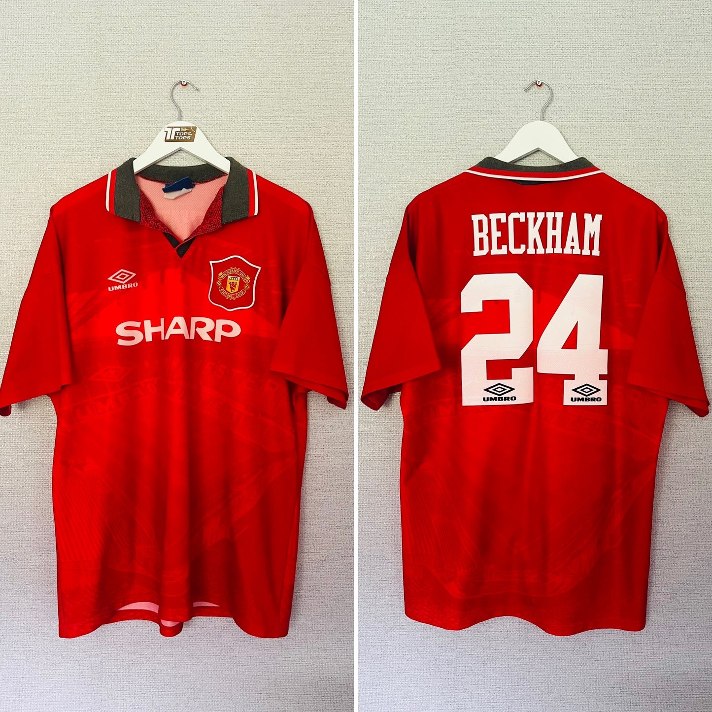 Manchester United home football shirt 1994/96 Beckham XL