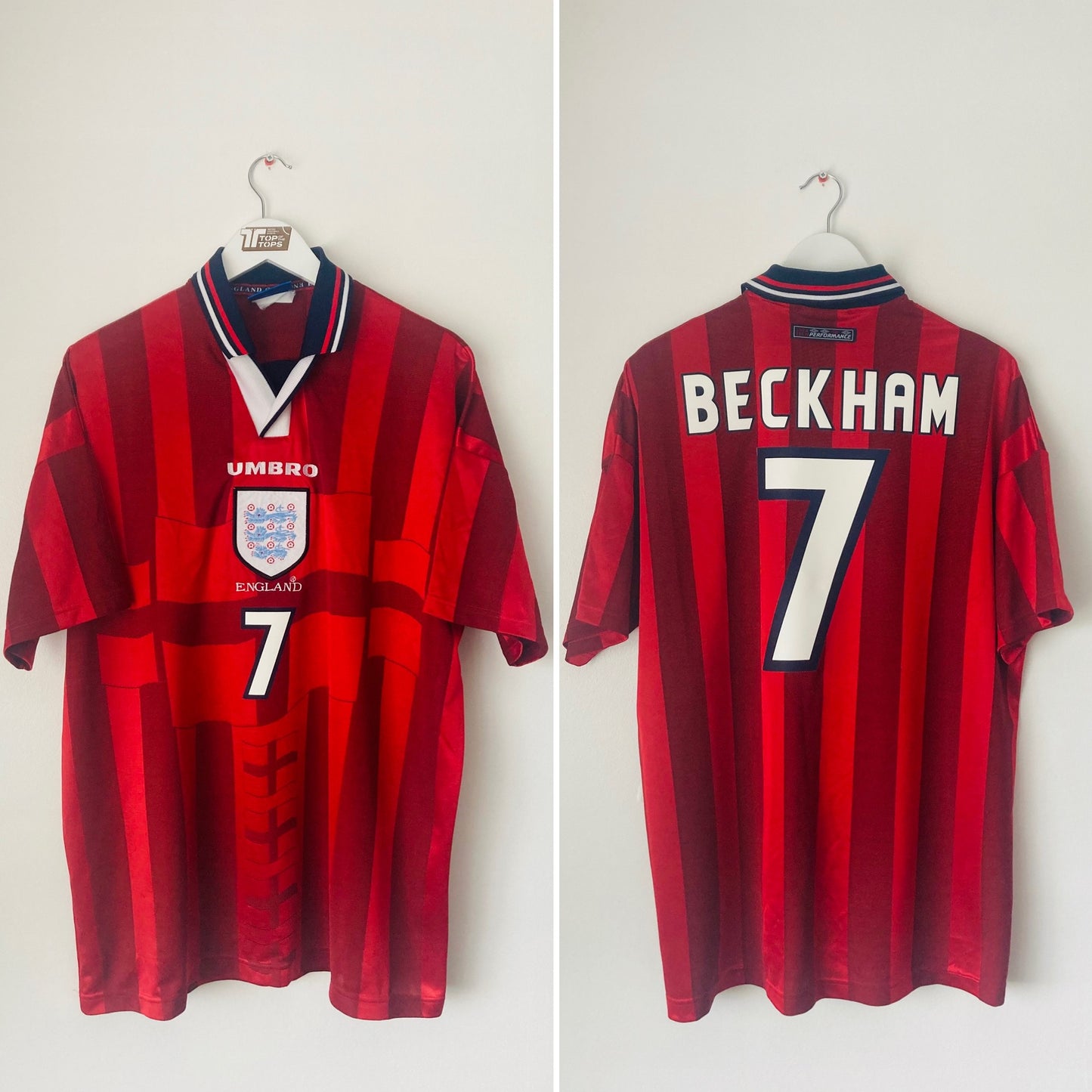 England away football shirt 1997/99 Beckham XL