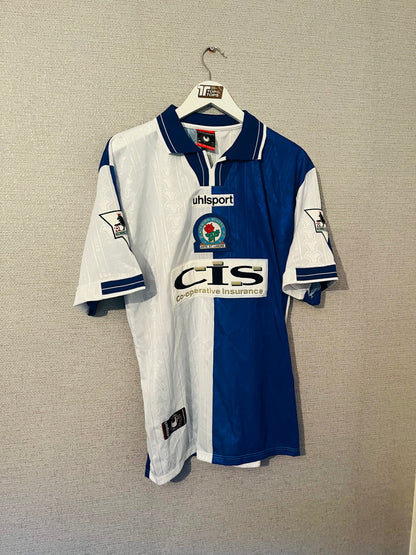 Blackburn Rovers home football shirt 1998/2000 Flitcroft Large