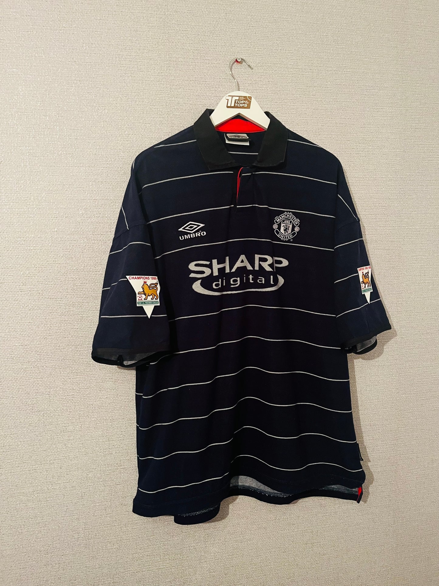 Manchester United away football shirt 1999/2000 Stam XXL