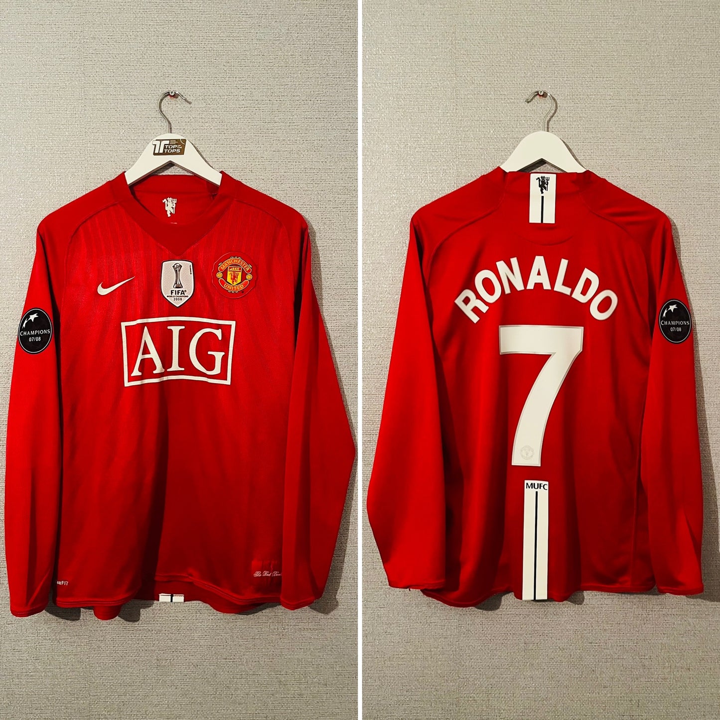 Manchester United home football shirt L/S 2008/09 CR7 Large
